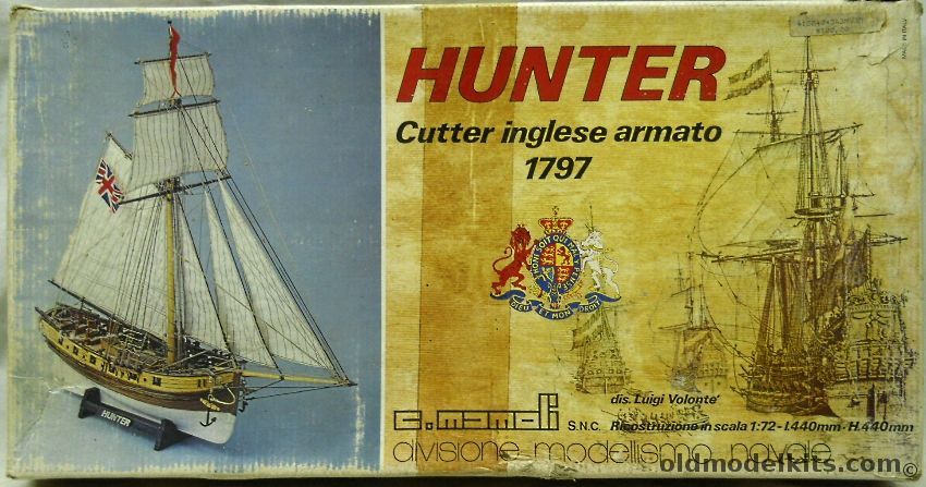 Mamoli 1/72 Hunter English Cutter 1797 - 17 Inch Long Plank On Frame Ship, MV35 plastic model kit